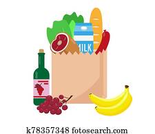 Paper shopping bag full of fresh food.
