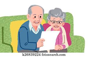 Senior couple planning their travel Senior couple planning their travel