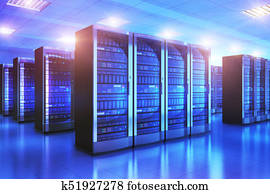 Server room interior in datacenter Server room interior in datacenter