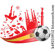 spain flag with soccer ball spain flag with soccer ball