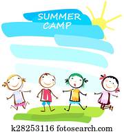 summer camp poster with happy kids summer camp poster with happy kids