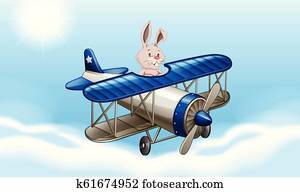 イースターウサギ 飛行 で 飛行機 クリップアート 切り張り イラスト 絵画 集 K Fotosearch