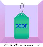 conceptual, letra de mano, actuación, good., empresa / negocio, foto, showcasing, apropiado, a, un, cierto, propósito, expresar, aprobación, actuación, amabilidad, vacío, etiqueta, colorido, plano de fondo, etiqueta, rectángulo, enganchar, string.