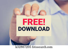 FREE DOWNLOAD message on the card shown by a man FREE DOWNLOAD message on the card shown by a man