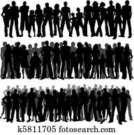 multitudes, de, gente