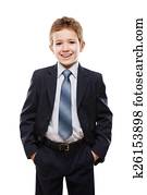Smiling child boy in business suit
