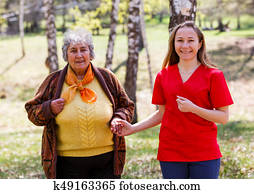 ältere frau, und, jung, caregiver