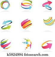 Abstract ribbons and arrows icons Abstract ribbons and arrows icons