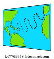 Christopher Columbus first voyage map icon