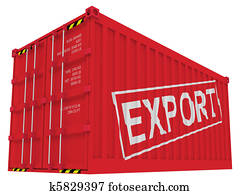export, frachtcontainer, freigestellt, weiß