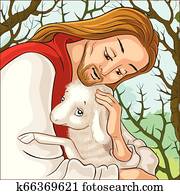 History of Jesus Christ. The Parable of the Lost Sheep. The Good Shepherd Portrait Rescuing a Lamb Caught in Thorns History of Jesus Christ. The Parable of the Lost Sheep. The Good Shepherd Portrait Rescuing a Lamb Caught in Thorns