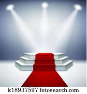 Illuminated stage podium with red carpet Illuminated stage podium with red carpet