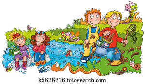lake, fishing, children lake, fishing, children