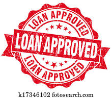 Loan approved grunge red vintage round isolated seal