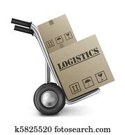logistics cardboard box hand truck