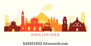 Philippines Architecture Landmarks Skyline, Shape Philippines Architecture Landmarks Skyline, Shape