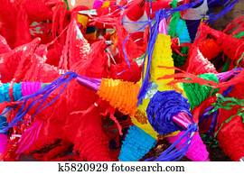 pinatas star shape mexican traditional celebration