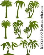 set of palm tree silhouettes set of palm tree silhouettes