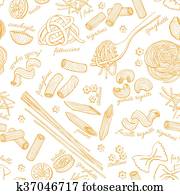 vektor, hand, gezeichnet, nudelgerichte, pattern., altmodisch, strichzeichnung, illustration. vektor, hand, gezeichnet, nudelgerichte, pattern., altmodisch, strichzeichnung, illustration.