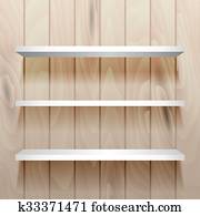 White empty shelves on the wall.