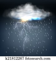 wolke, mit, regen, und, a, blitzschraube wolke, mit, regen, und, a, blitzschraube