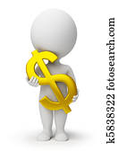 3d small people - dollar symbol in hands