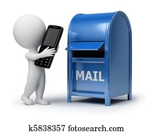 3d small people - mailing a phone 3d small people - mailing a phone