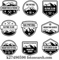 berg, vektor, insignias berg, vektor, insignias