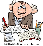 professor, ou, escritor, caricatura, ilustração
