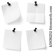 push pin and note paper office business