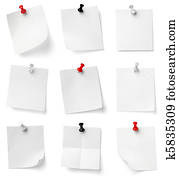 push pin and note paper office business