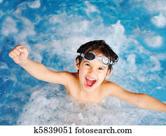 ילדים, ב, pool,, אושר, ו, שימחה