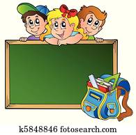 bizottság, noha, gyerekek, és, iskola táska