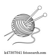 knitting., זיקנות, יחיד, איקון, ב, תאר, סיגנון, bitmap,, raster, סמל, אחסן דוגמה, web.