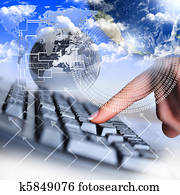 menschliche hand, und, computertastatur