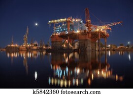 Oil rig in the yards Oil rig in the yards