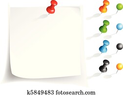 Vector note paper and pins Vector note paper and pins