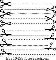 vetorial, jogo, de, corte, tesouras