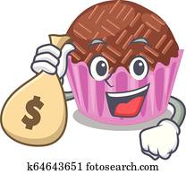 With money bag bragadeiro in a variety of cartoon