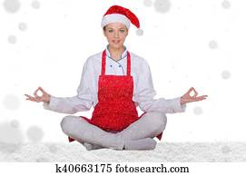 טבח, ב, כובע, של, פפה נואל, עם, השלג