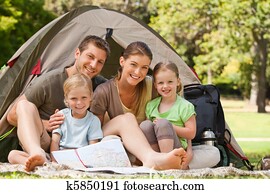 Family camping in the park Family camping in the park