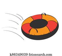 Inflatable sled on a white background. An object. Inflatable sled on a white background. An object.