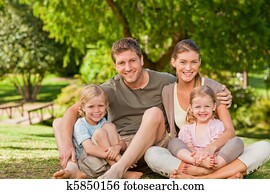 Lovely family in the park Lovely family in the park