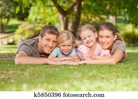 reizend, familie, park reizend, familie, park
