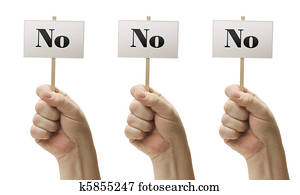 Three Signs In Fists Saying No, No and No Three Signs In Fists Saying No, No and No