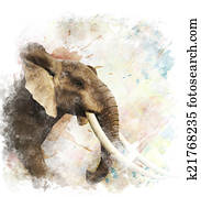 Watercolor Image Of Elephant Watercolor Image Of Elephant