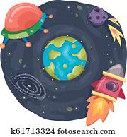 Earth Outer Space Illustration Earth Outer Space Illustration