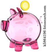 Glass piggy bank fragile concept