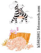 pig, zebra pig, zebra
