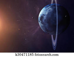 The Uranus with moons from space showing all they beauty. Extremely detailed image, including elements furnished by NASA. Other orientations and planets available.